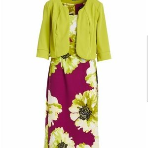 Allen Kay Green & Fuschia Sheath Dress & Jacket